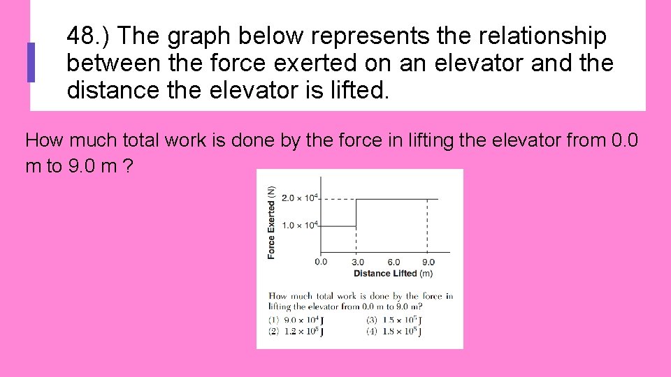 48. ) The graph below represents the relationship between the force exerted on an