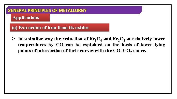 GENERAL PRINCIPLES OF METALLURGY Applications (a) Extraction of iron from its oxides Ø In