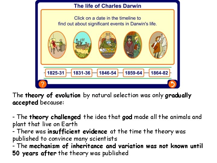 The theory of evolution by natural selection was only gradually accepted because: - The