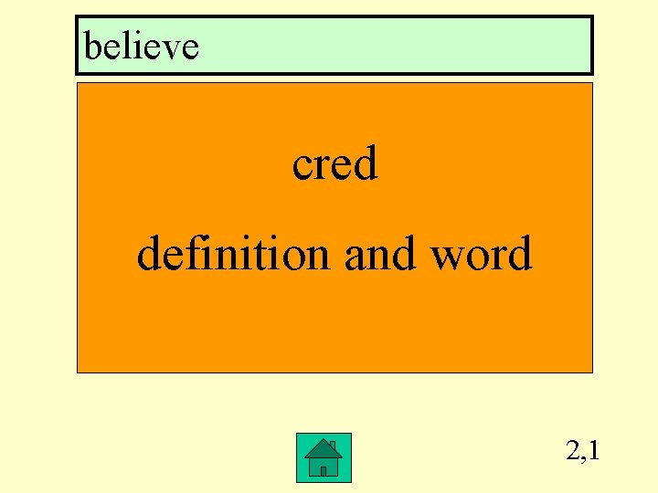 believe cred definition and word 2, 1 