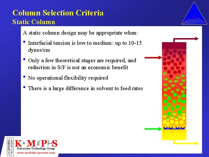 Column Selection Criteria Static Column A static column design may be appropriate when: •