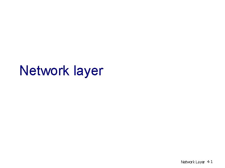 Network layer Network Layer 4 -1 