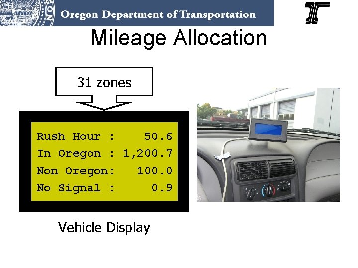 Mileage Allocation 31 zones Rush Hour : 50. 6 In Oregon : 1, 200.