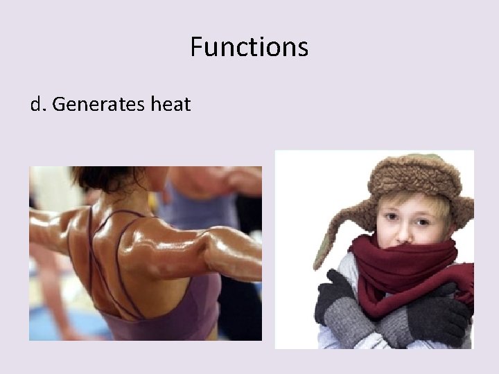 Functions d. Generates heat 