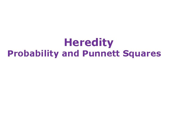 Heredity Probability and Punnett Squares 