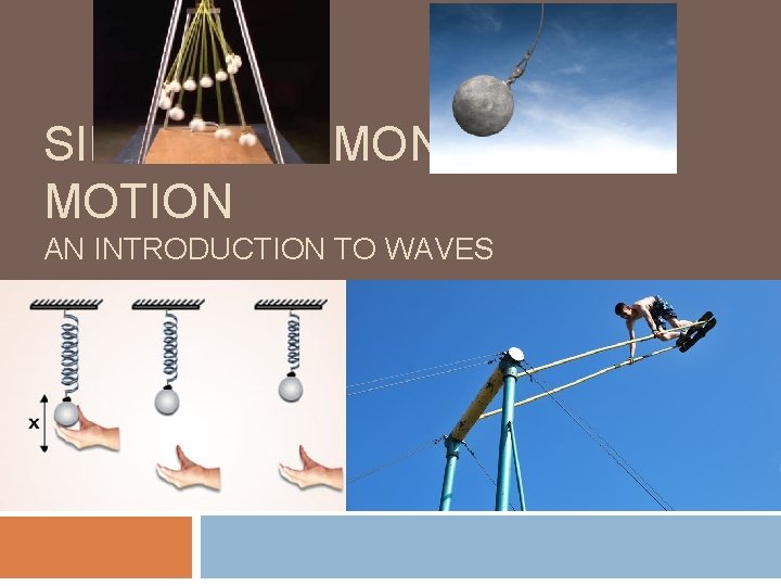 Simple Wave Motion SIMPLE HARMONIC MOTION AN INTRODUCTION TO WAVES Simple