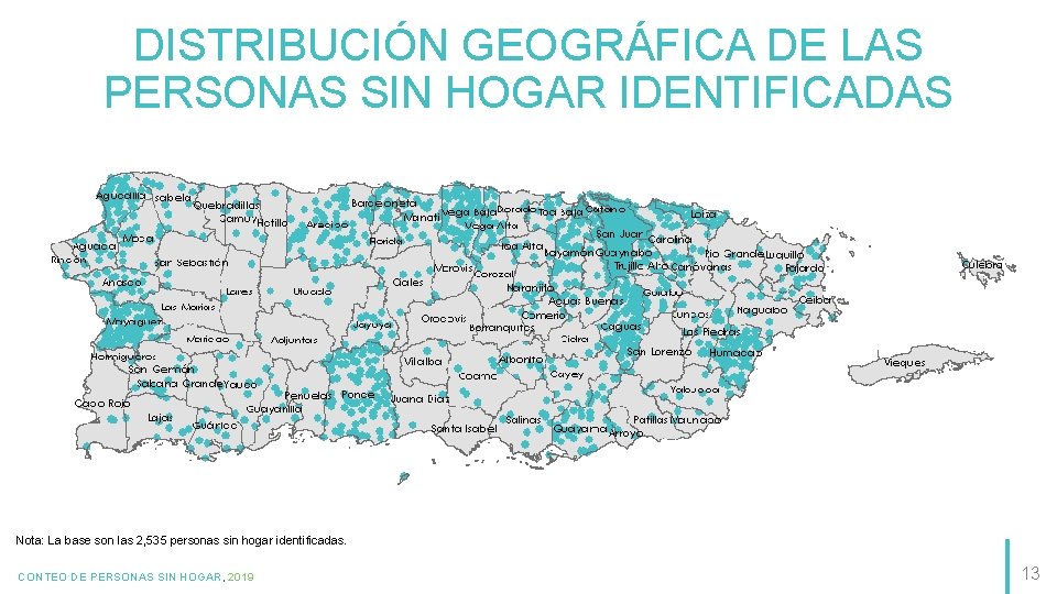 DISTRIBUCIÓN GEOGRÁFICA DE LAS PERSONAS SIN HOGAR IDENTIFICADAS Nota: La base son las 2,