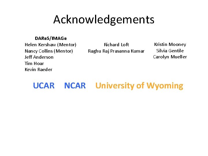 Acknowledgements DARe. S/IMAGe Helen Kershaw (Mentor) Nancy Collins (Mentor) Jeff Anderson Tim Hoar Kevin