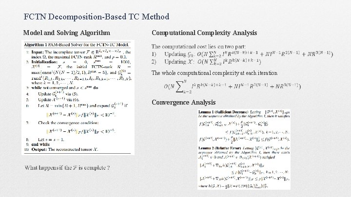 FCTN Decomposition-Based TC Method Model and Solving Algorithm Computational Complexity Analysis The whole computational