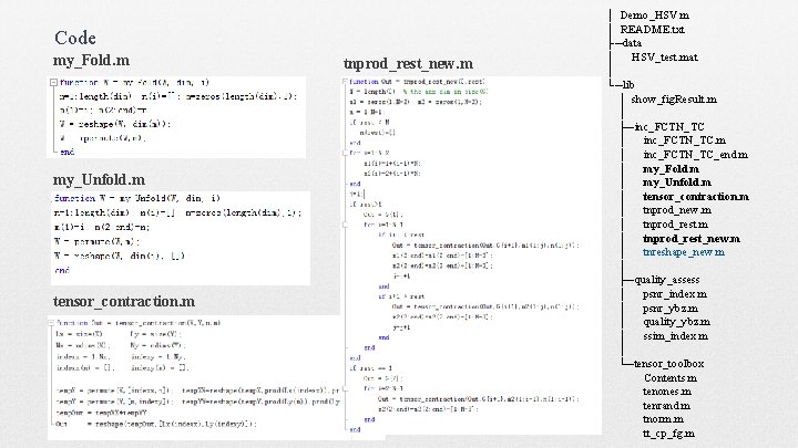 Code my_Fold. m my_Unfold. m tensor_contraction. m tnprod_rest_new. m │ Demo_HSV. m │ README.