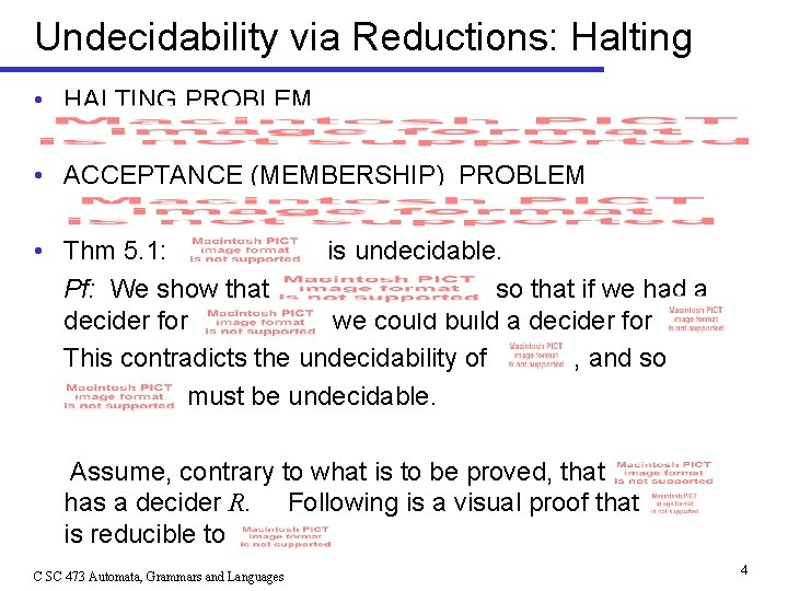 Undecidability via Reductions: Halting • HALTING PROBLEM • ACCEPTANCE (MEMBERSHIP) PROBLEM • Thm 5.