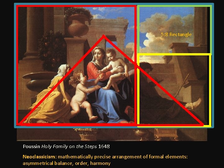 5: 8 Rectangle Poussin Holy Family on the Steps 1648 Neoclassicism: mathematically precise arrangement