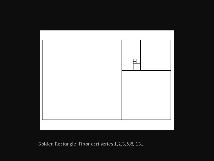 Golden Rectangle: Fibonacci series 1, 2, 3, 5, 8, 13… 