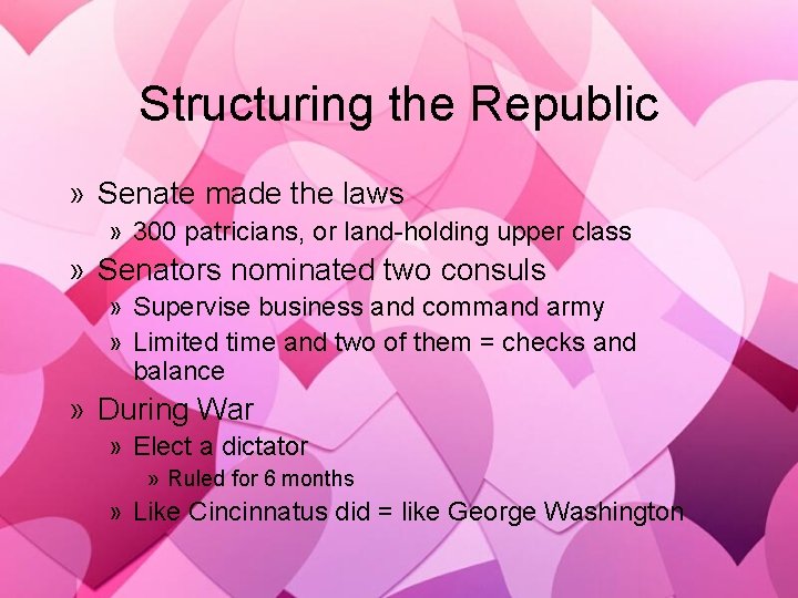 Structuring the Republic » Senate made the laws » 300 patricians, or land-holding upper