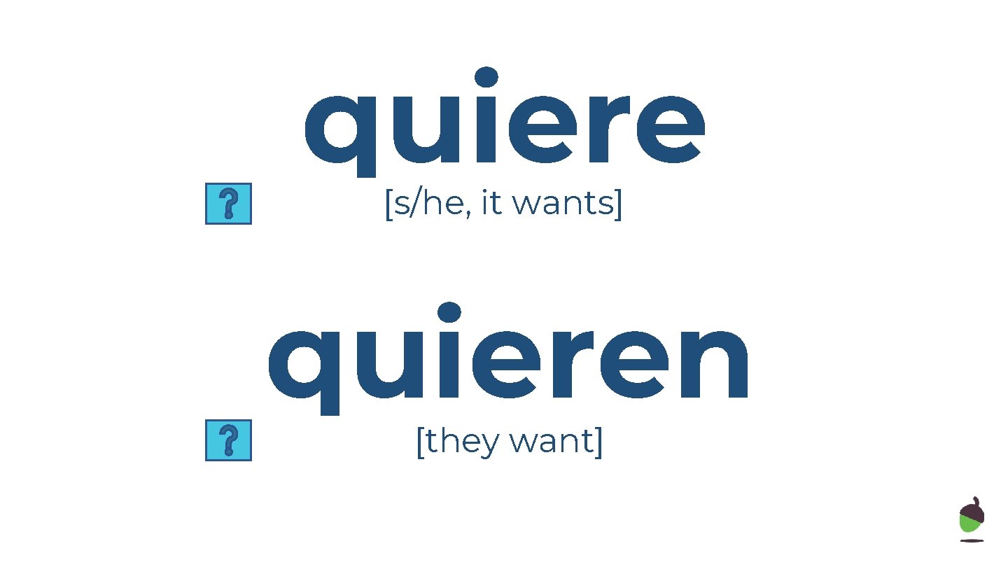 quiere [s/he, it wants] quieren [they want] 