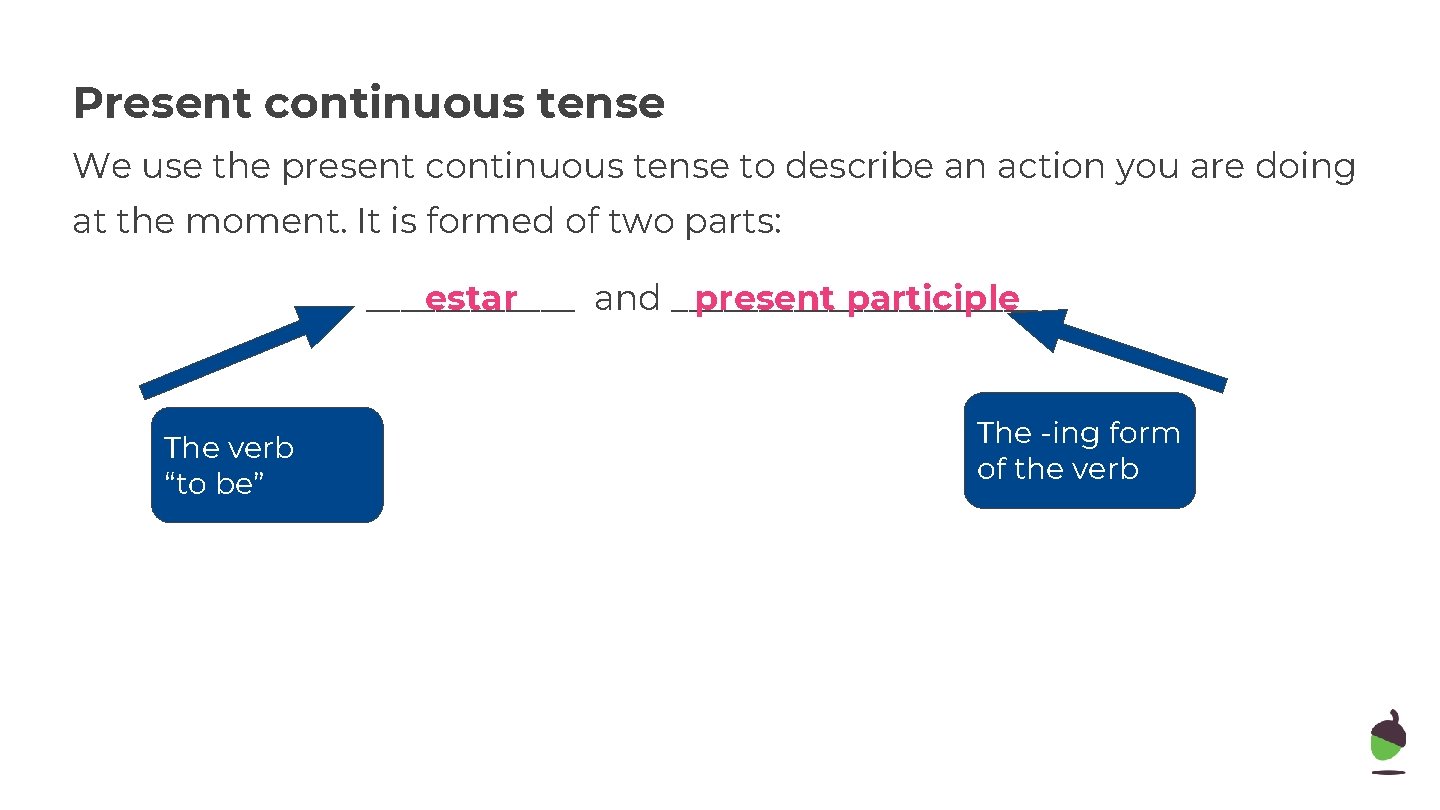Present continuous tense We use the present continuous tense to describe an action you Present continuous tense We use the present continuous tense to describe an action you