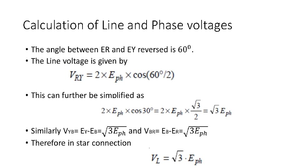 Calculation of Line and Phase voltages • 