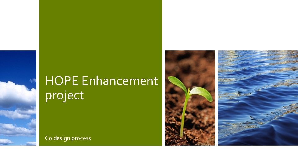 HOPE Enhancement project Co design process Acknowledgement of