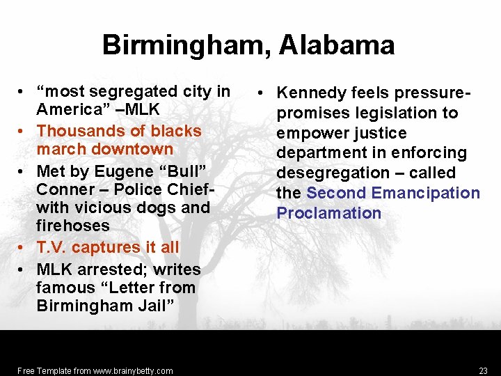 Birmingham, Alabama • “most segregated city in America” –MLK • Thousands of blacks march