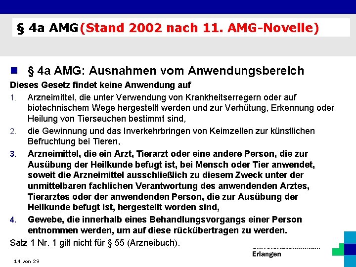 § 4 a AMG (Stand 2002 nach 11. AMG-Novelle) n § 4 a AMG: