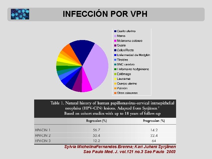 INFECCIÓN POR VPH Sylvia Michelina. Fernandes Brenna; Kari Juhani Syrjänen Sao Paulo Med. J.