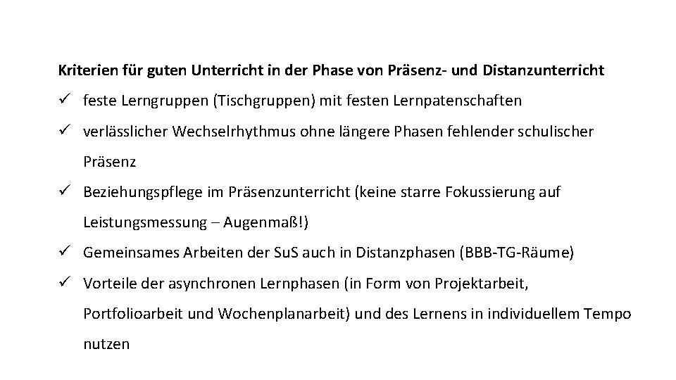 Kriterien Für Guten Unterricht Kriterien fr guten Unterricht in der Phase von