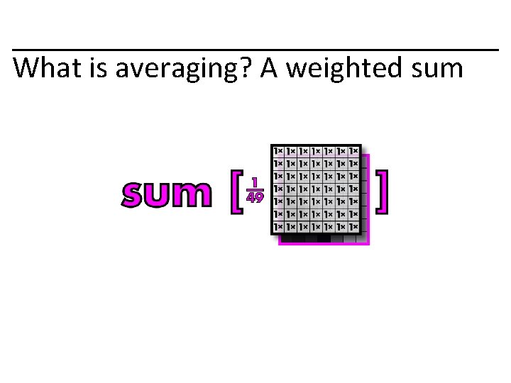 What is averaging? A weighted sum 