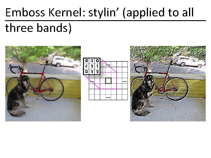 Emboss Kernel: stylin’ (applied to all three bands) 