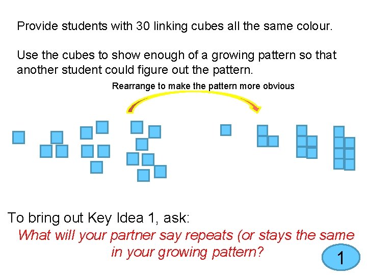 Pattern Using Linking Cubes Patterning and Algebraic Thinking Cheryl Schaub cschaubcrcpd ab