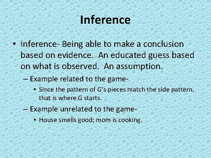 Evidence Based Inference Experimental design Observation Observation A process that helps