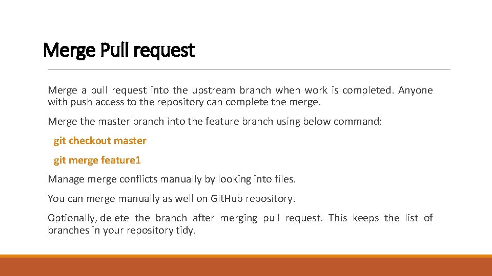 Merge Pull request Merge a pull request into the upstream branch when work is