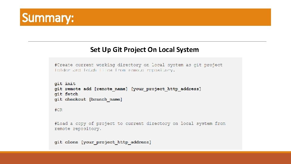 Summary: Set Up Git Project On Local System 
