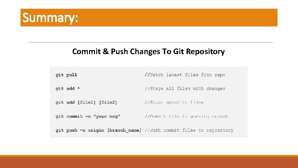 Summary: Commit & Push Changes To Git Repository 