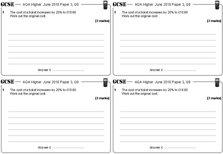 AQA Higher: June 2018 Paper 3, Q 9 1 AQA Higher: June 2018 Paper