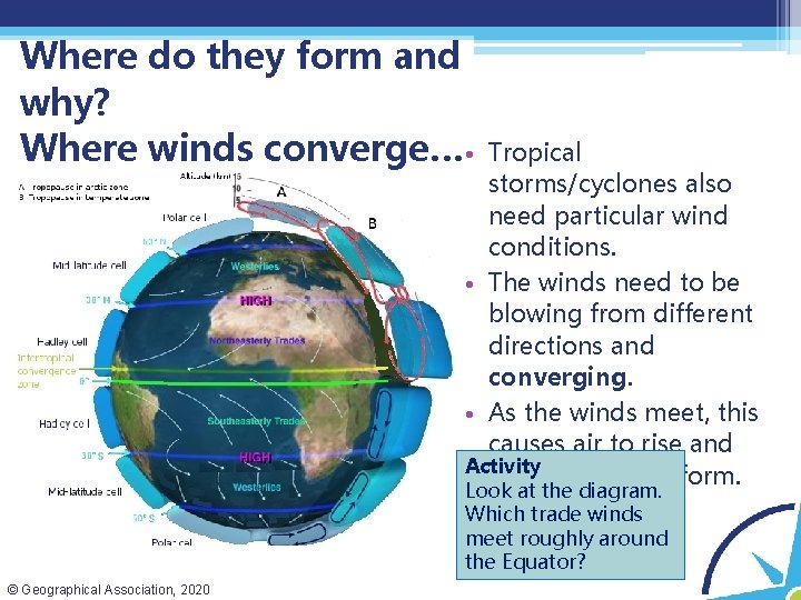 Where do they form and why? Where winds converge… • Tropical storms/cyclones also need