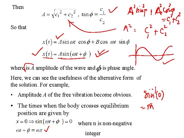 Then So that where is A amplitude of the wave and is phase angle.