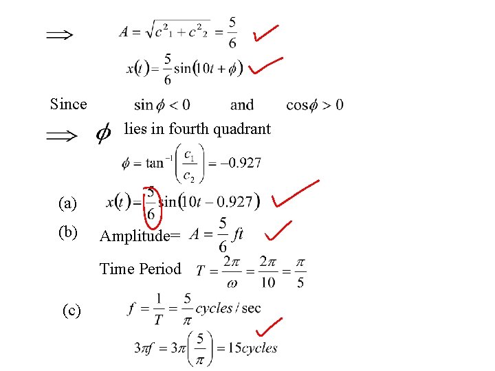 Since lies in fourth quadrant (a) (b) Amplitude= Time Period (c) 