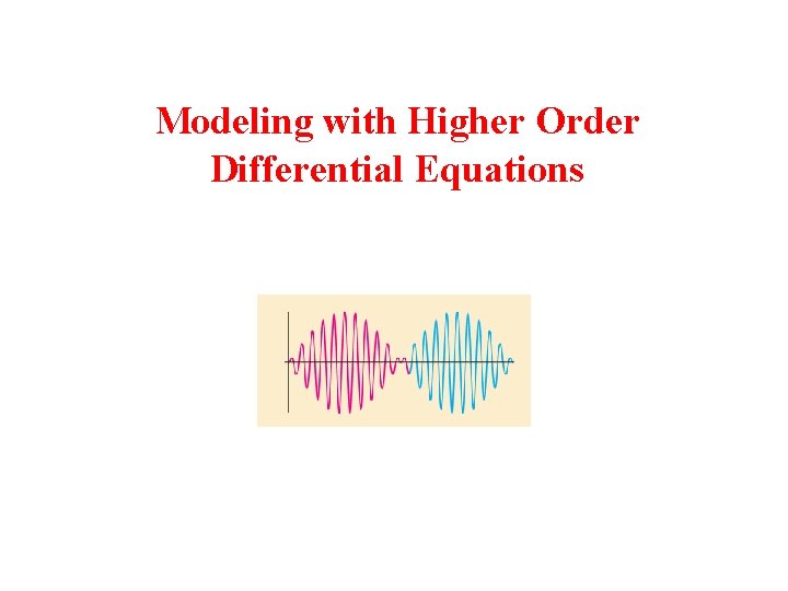 Modeling with Higher Order Differential Equations 