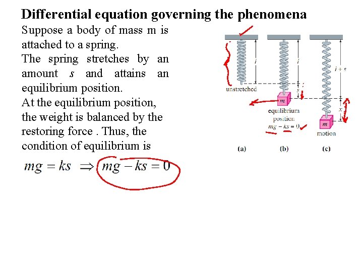 Differential equation governing the phenomena Suppose a body of mass m is attached to