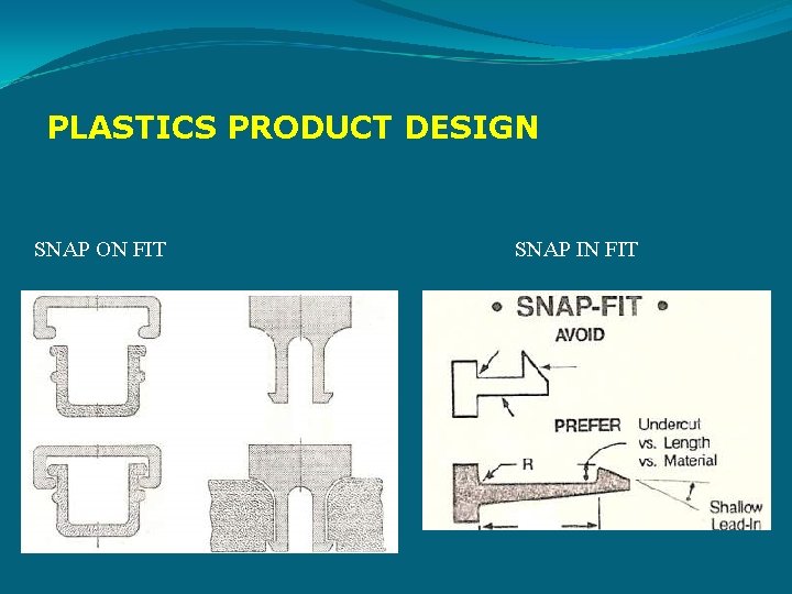 PLASTICS PRODUCT DESIGN SNAP ON FIT SNAP IN FIT 