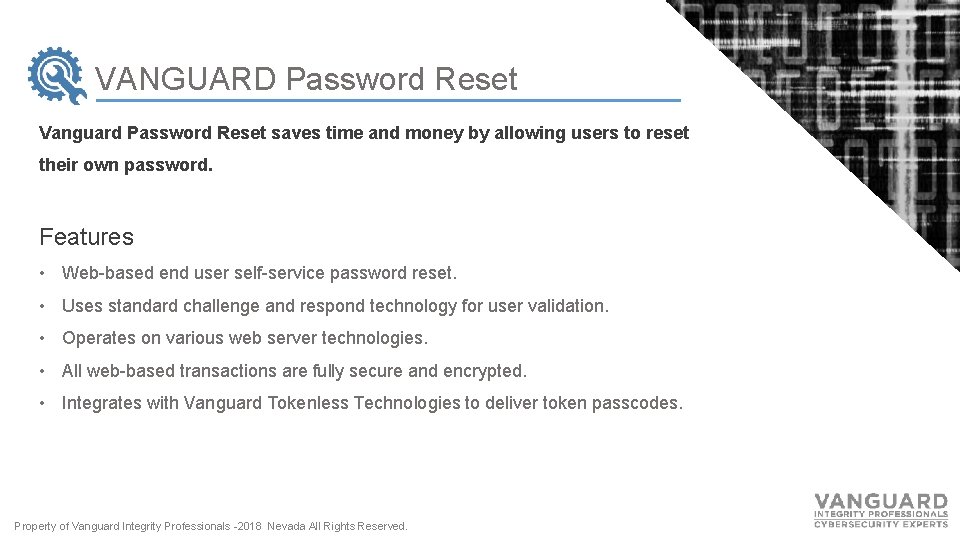 VANGUARD Password Reset Vanguard Password Reset saves time and money by allowing users to