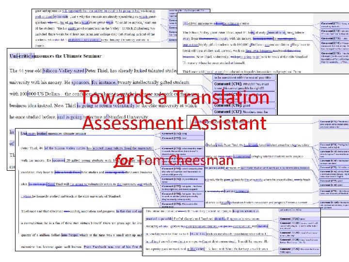 Towards a Translation Assessment Assistant for Tom Cheesman 