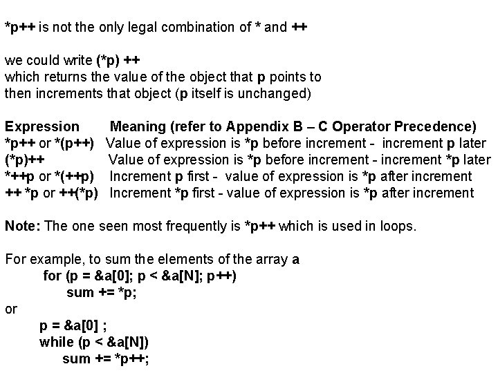 *p++ is not the only legal combination of * and ++ we could write