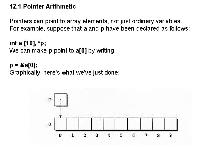 12. 1 Pointer Arithmetic Pointers can point to array elements, not just ordinary variables.