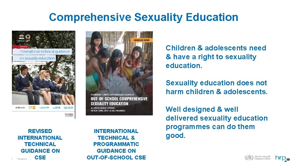 Comprehensive Sexuality Education Children & adolescents need & have a right to sexuality education.