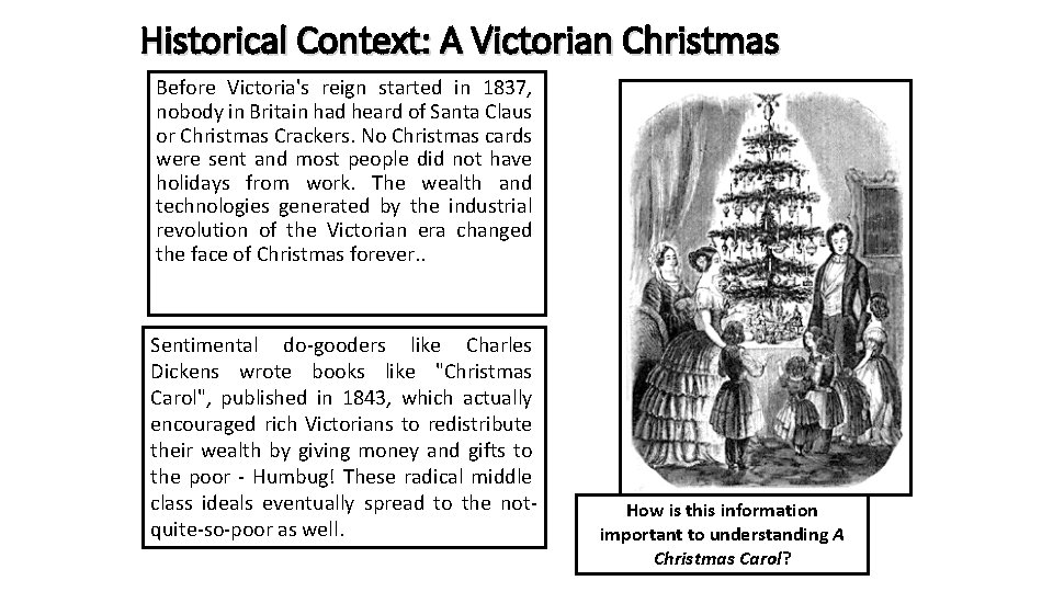 Historical Context: A Victorian Christmas Before Victoria's reign started in 1837, nobody in Britain