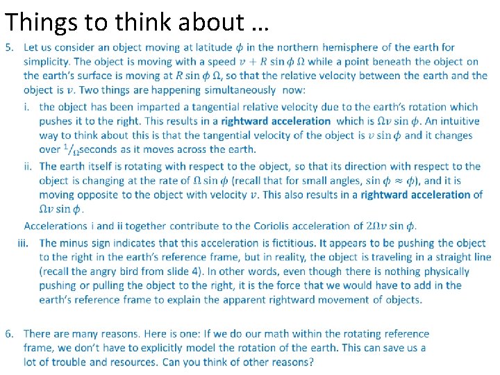 Things to think about … • 