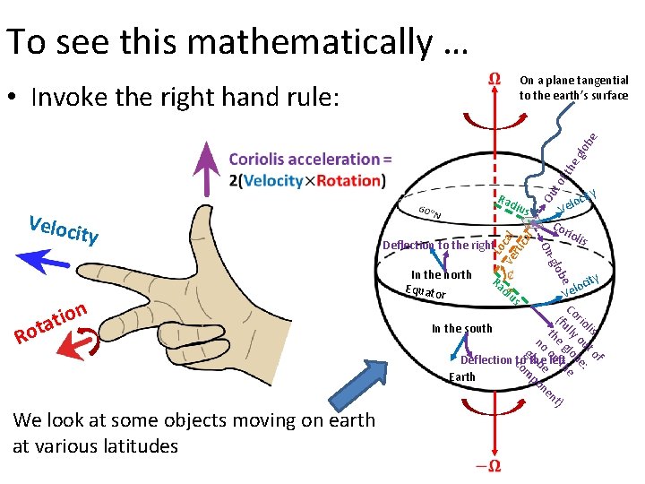 To see this mathematically … On a plane tangential to the earth’s surface Rad