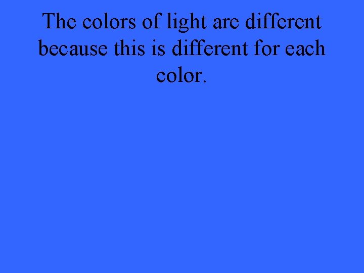 The colors of light are different because this is different for each color. 