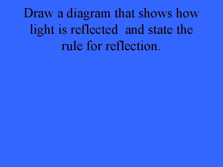 Draw a diagram that shows how light is reflected and state the rule for